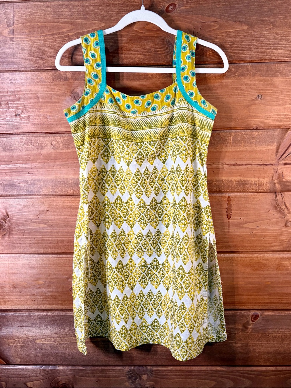 Biba Yellow and Green Printed Swiss Dot Cover-Up Dress Size Small/Medium 💕🌴